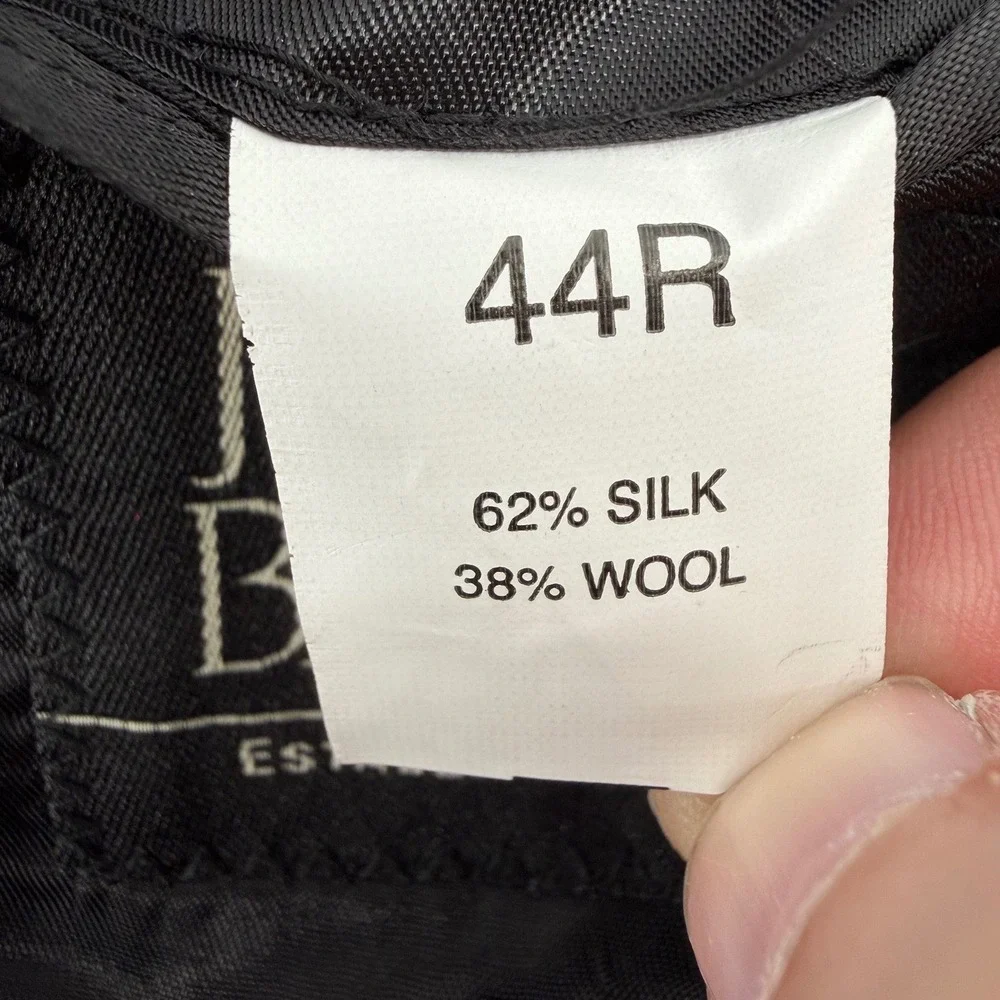 Jos. A. Bank Sport Coat Mens 44R Gray Silk Wool Houndstooth Windowpane Blazer